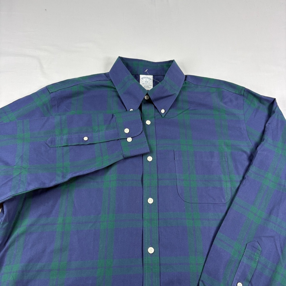 Brooks Brothers Shirt Mens XL Blue Green Plaid Button Up Regent Fit NEW